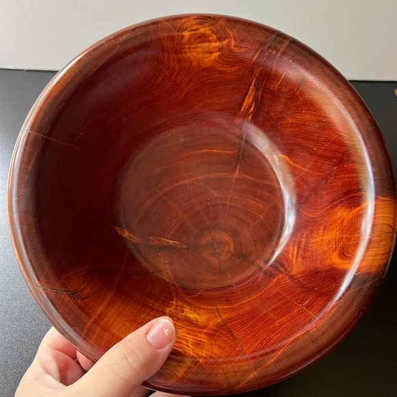 Handmade Sealed Wooden Decor Fruit Bowl Art Deco Cottage Core Minimalist - Picture 2 of 9